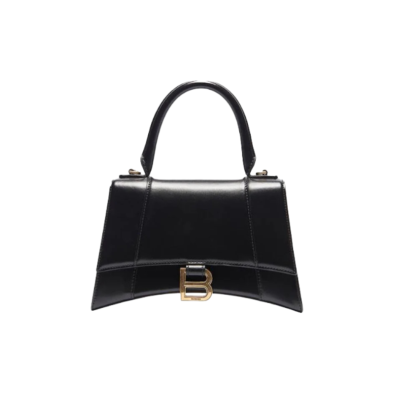 Balenciaga Hourglass Top Handle Bag Small Shiny Box Black