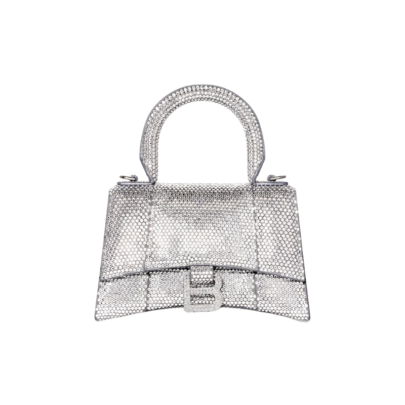 Balenciaga Hourglass Handbag Xs Rhinestone Grey
