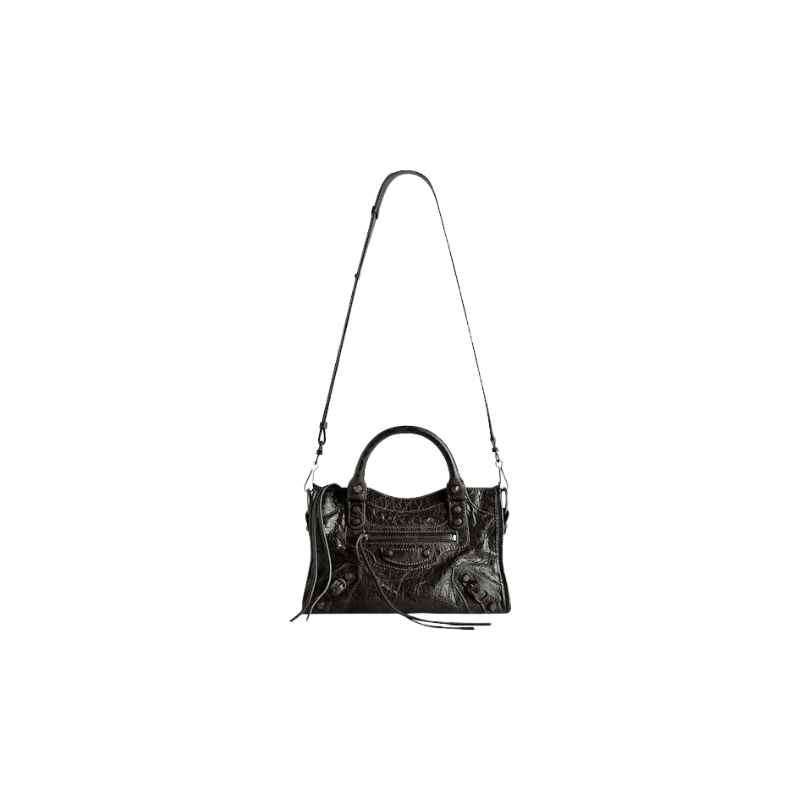 Balenciaga Le City Mini Bag In Black Arena Storico Lambskin Brass Hardware Black (8063952Abek1000)