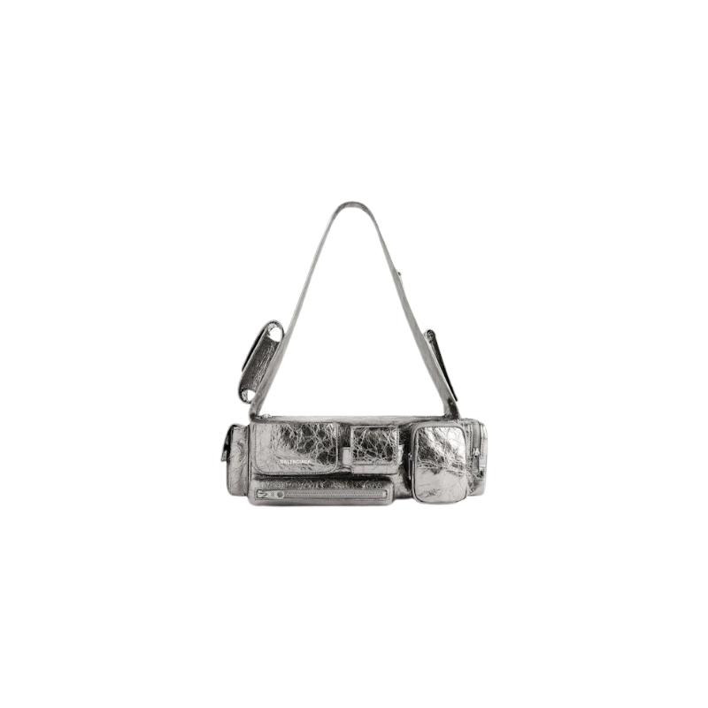 Balenciaga Womens Superbusy Xs Sling Bag Silver