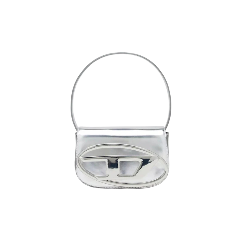 Diesel 1Dr Shoulder Bag Mirrored Leather Silver