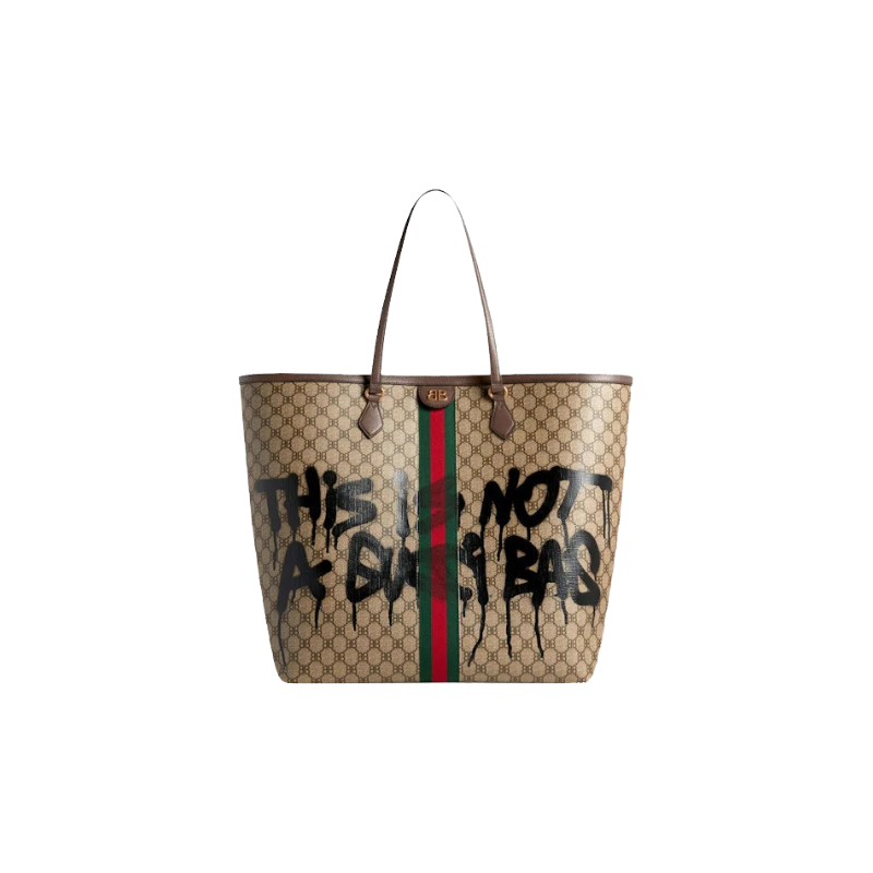 Gucci X Balenciaga The Hacker Project Graffiti Large Tote Bag Beige