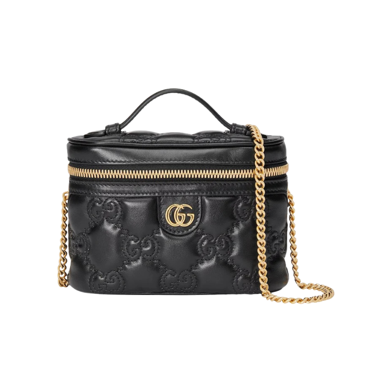 Gucci Gg Matelassé Top Handle Mini Bag Black