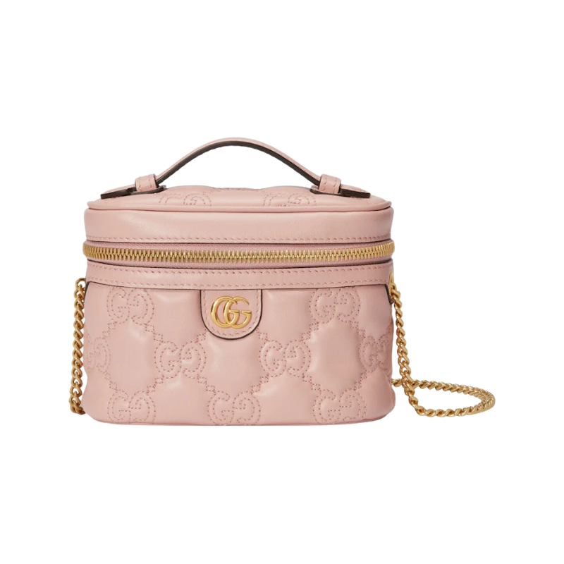 Gucci Gg Matelasse Top Handle Bag Mini Quilted Light Pink