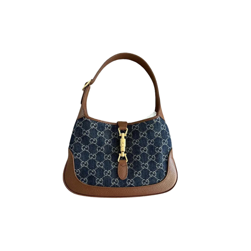 Gucci Jackie 1961 Small  Shoulder Bag Gg Denim Blue/Ivory