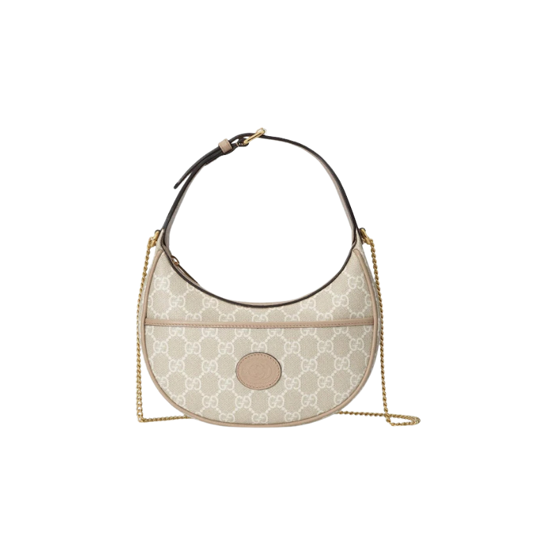 Gucci Half-Moon Shaped Bag Mini Gg Supreme Beige/White
