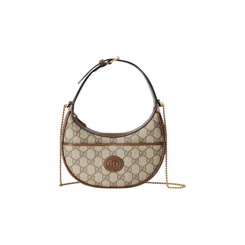 Gucci Half-Moon Shaped Bag Mini Gg Supreme Beige/Ebony