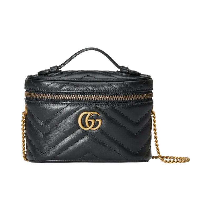 Gucci Gg Marmont Matelasse Mini Top Handle Bag Black