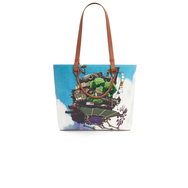 Loewe X Howls Moving Castle Anagram Tote Bag In Canvas And Calfskin Multicolor