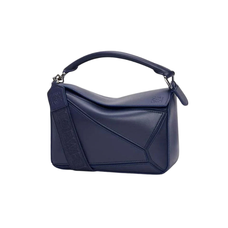 Loewe Small Puzzle Bag In Satin Calfskin Abyss Blue