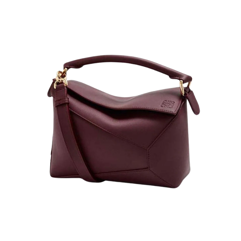 Loewe Small Puzzle Bag In Classic Calfskin Dark Burgundy