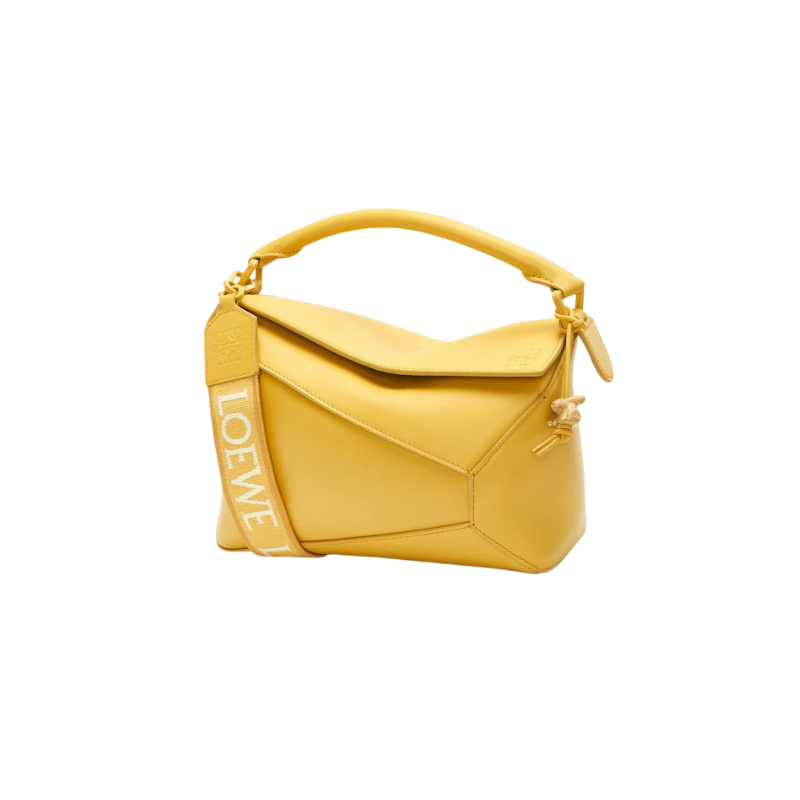 Loewe Puzzle Edge Bag In Satin Calfskin  Small Pale Yellow Glaze