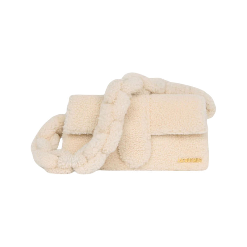 Jacquemus Le Bambidou Shearling Flap Bag Ivory