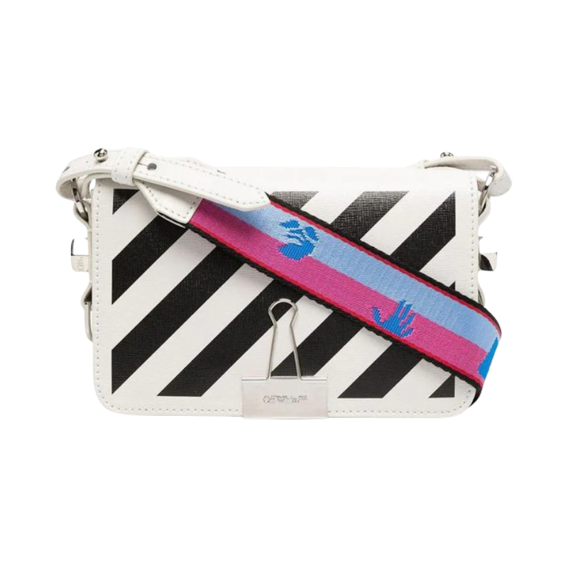 Off-White Diagonal Stripes Binder Shoulder Bag Mini White