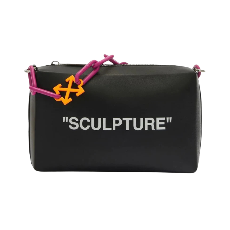 Off-White Block Pouch Quote Clutch Bag Black