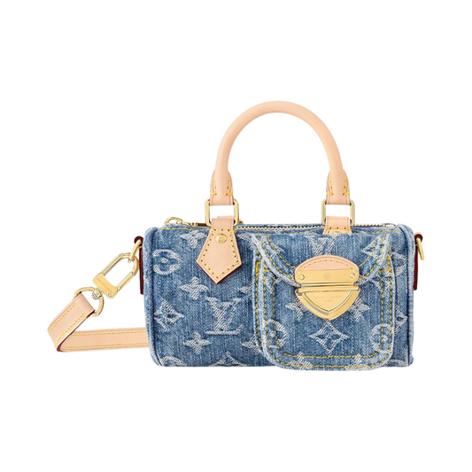 Louis   Vuitton   Nano   Speedy   Monogram   Denim   Blue