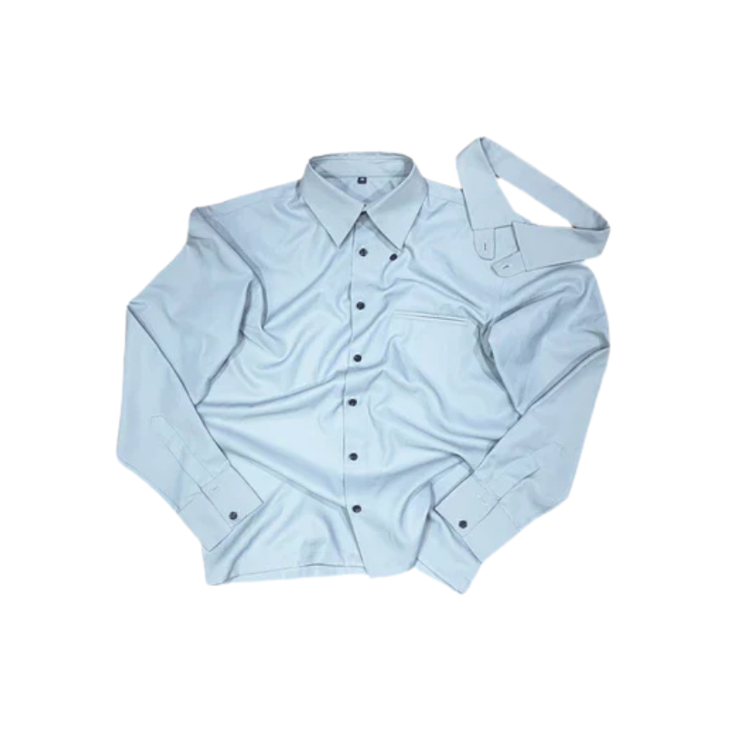 YB DETACH COLLAR ASH BLUE SHIRT