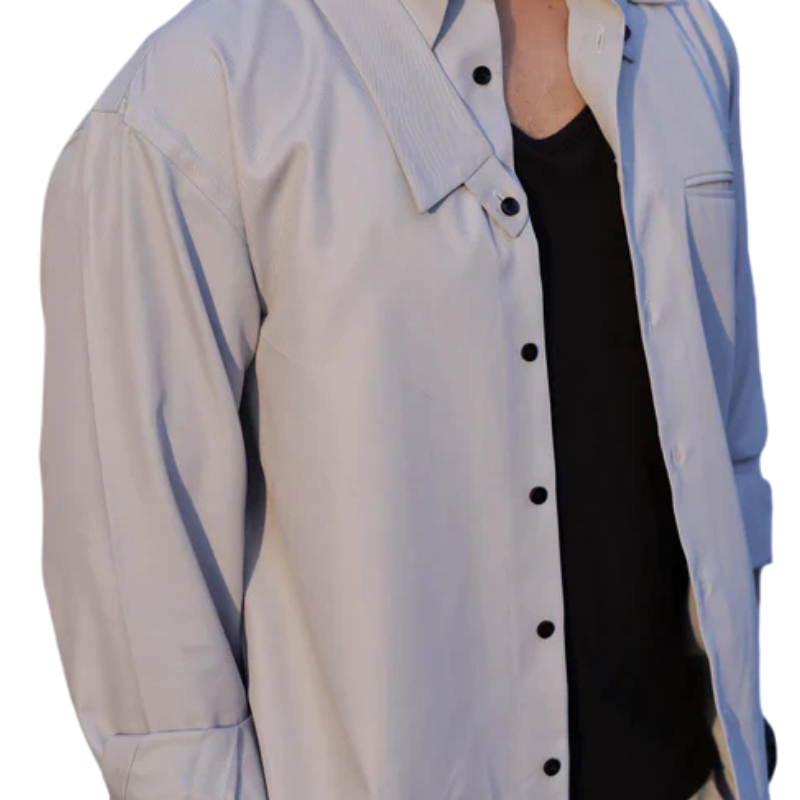YB DETACH COLLAR ASH BLUE SHIRT