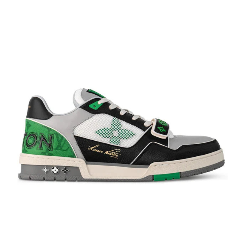 Louis Vuitton Lv Trainer Monogram Strap Black White Green