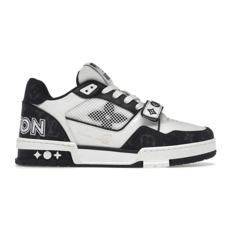 Louis Vuitton Lv Trainer Velcro Strap Monogram Denim Black White