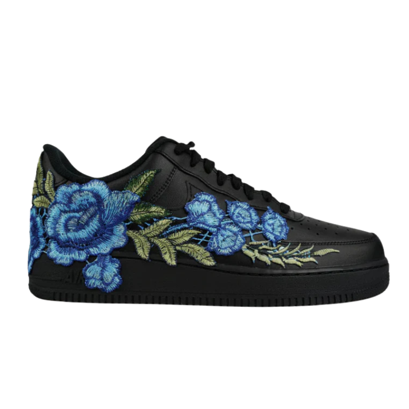 Af1 Embroided Midnight Blue Rose Black