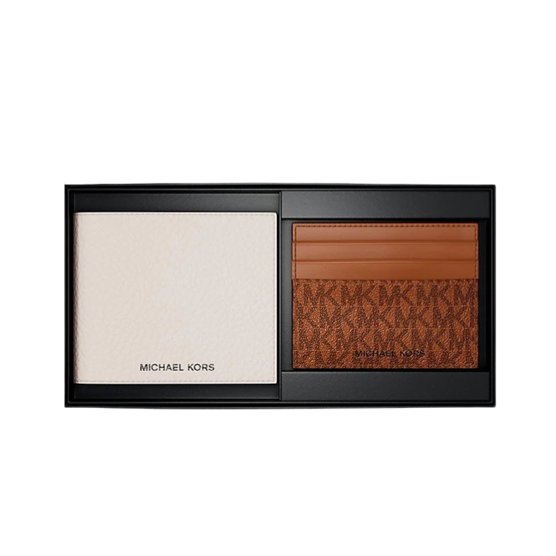Michael Kors Men's Pebbled Leather Billfold Wallet and Signature Logo Card Case