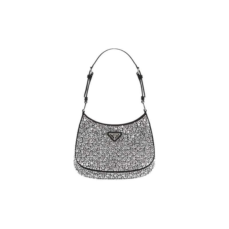 Prada Cleo Satin Bag With Appliques Metal