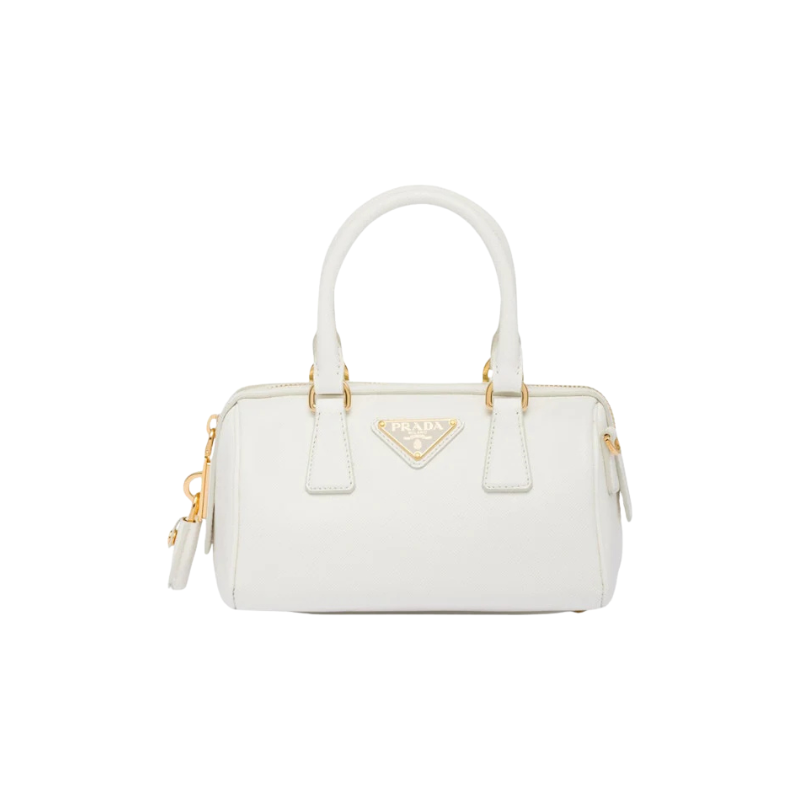 Prada Saffiano Leather Top Handle Bag White