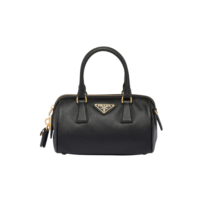 Prada Saffiano Leather Top Handle Bag Black