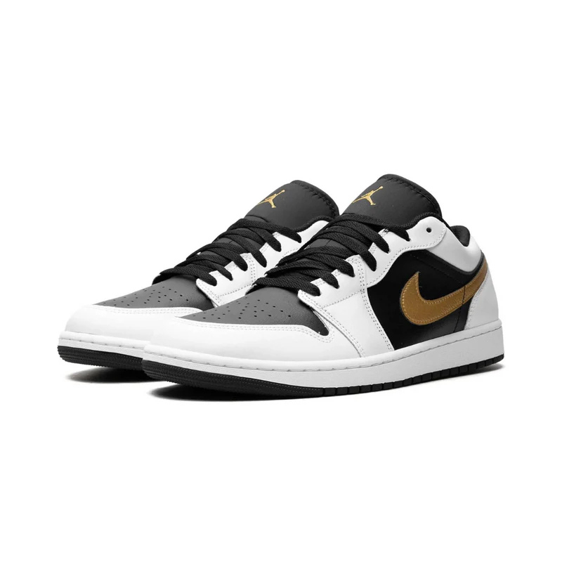 Air Jordan 1 Low White Black Metallic Gold Swoosh