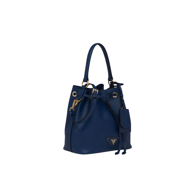 Prada Bucket Bag Saffiano Leather Gold-Tone Blue