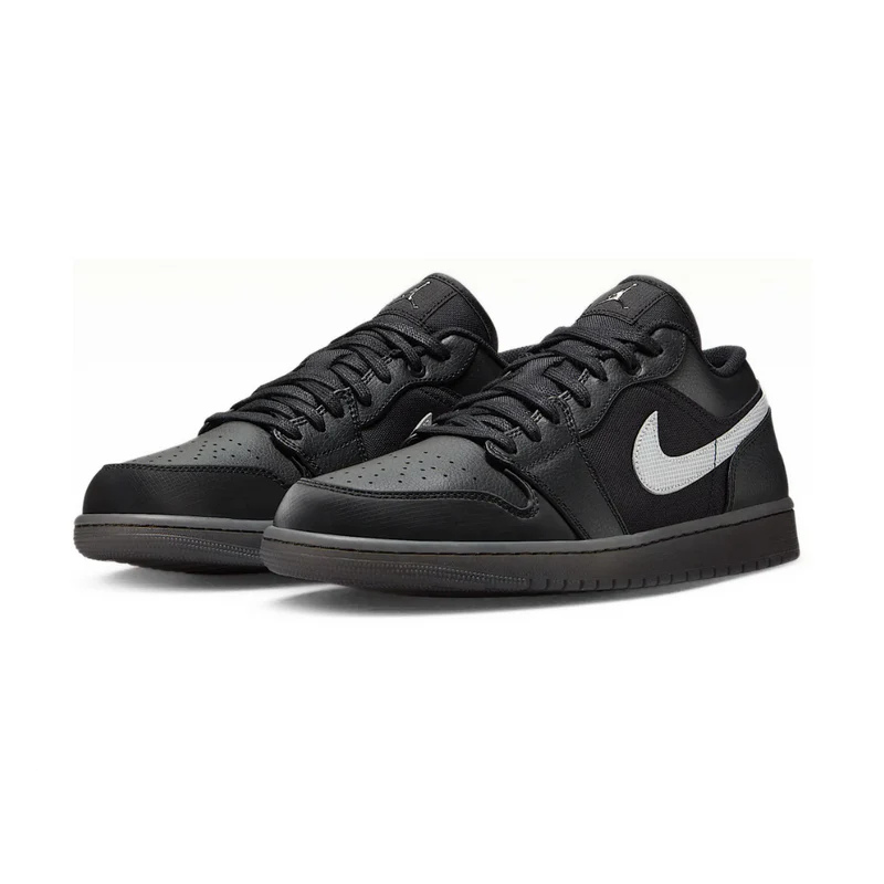 Air Jordan 1 Low Black White Dark Smoke Grey (REFLECTIVE SWOOSH)