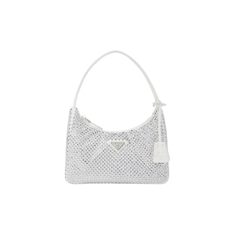 Prada Re-Edition 2000 Crystal Mini Bag White