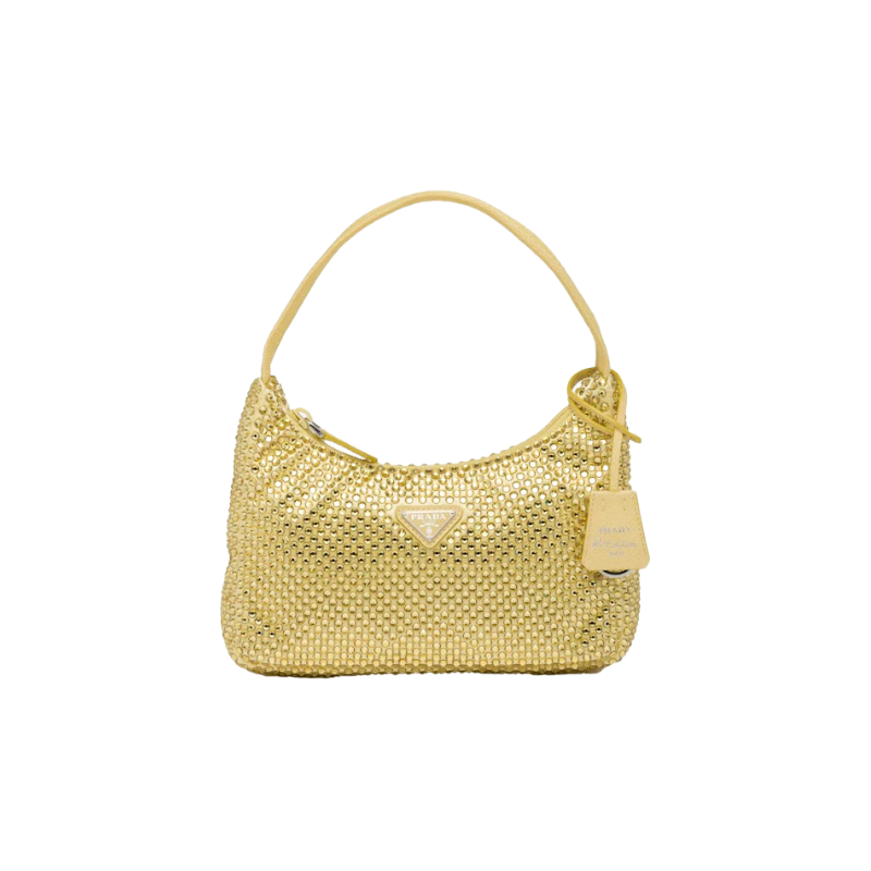 Prada Satin Mini-Bag With Artificial Crystals Pineapple Yellow