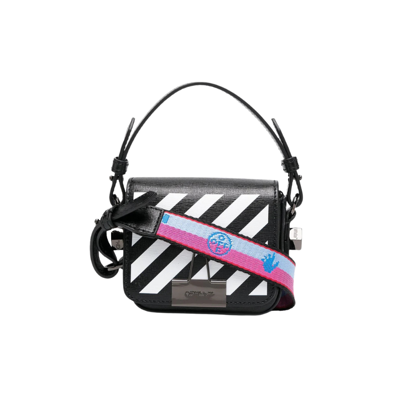 Off-White Diag Flap Bag Baby Black/White/Fucschia Multi