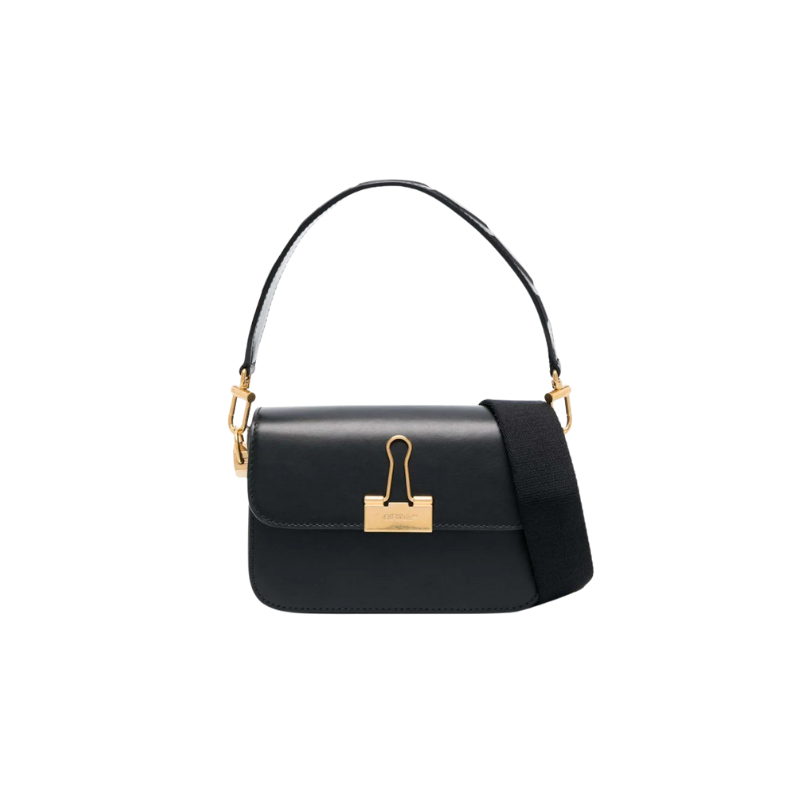Off-White Binder Leather Shoulder Bag Black
