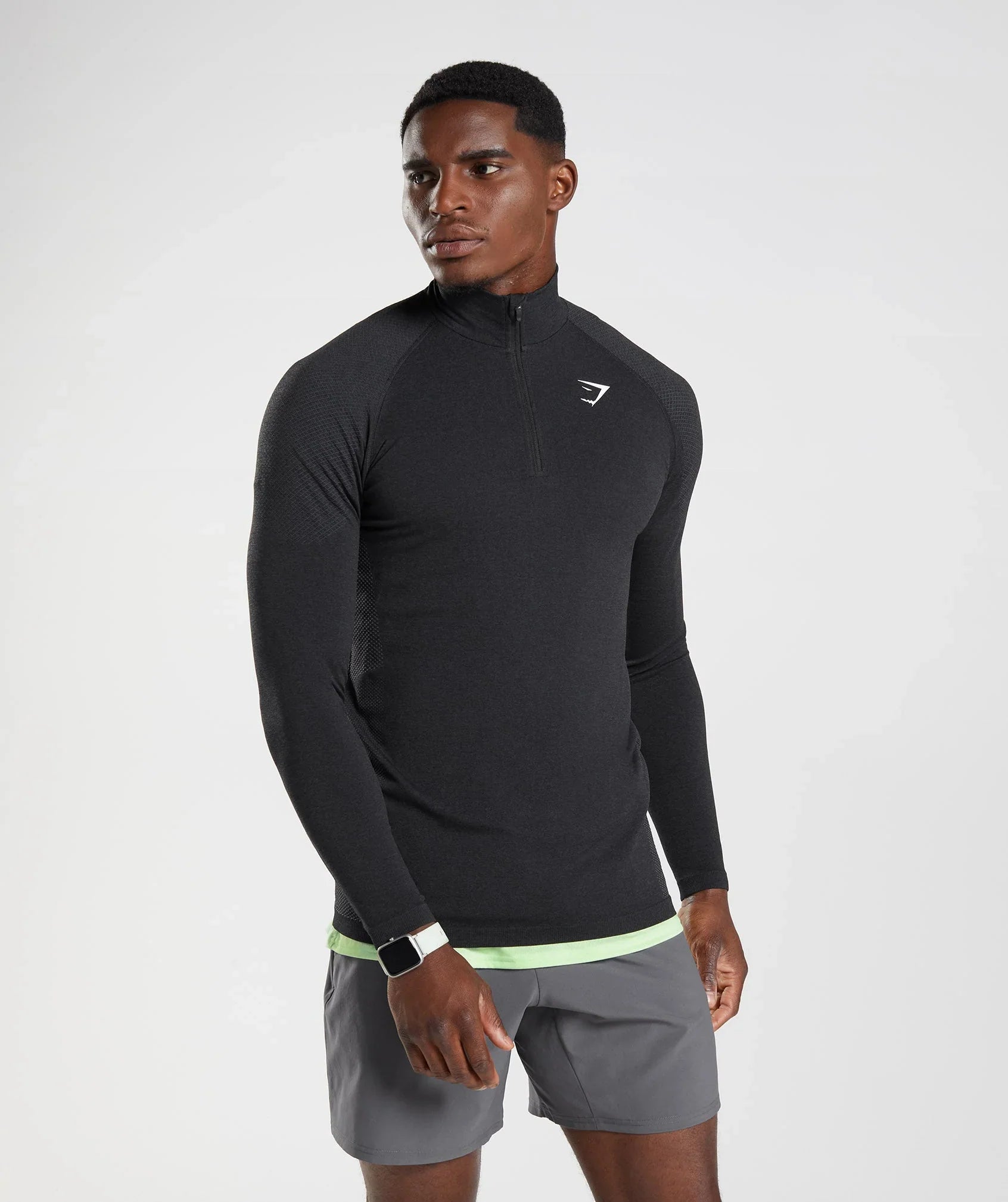 Gymshark Vital Seamless 1/4 Zip - Black/Silhouette Grey