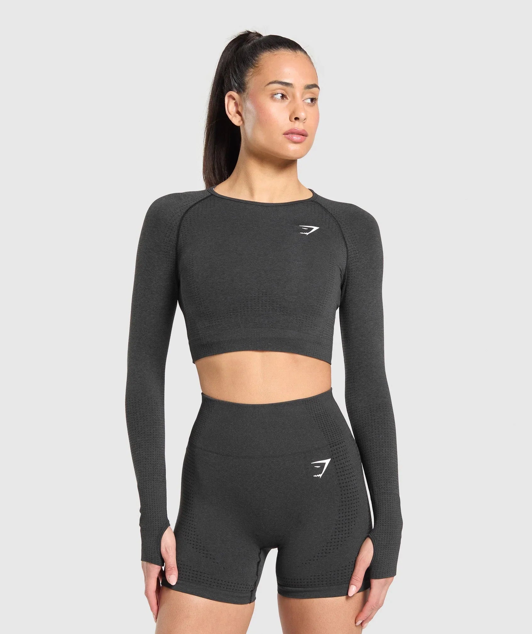Gymshark Vital Seamless 2.0 Crop Top - Black Marl