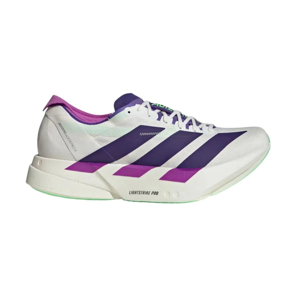 Adizero Adios Pro 4 'White Collegiate Purple Lime Burst'