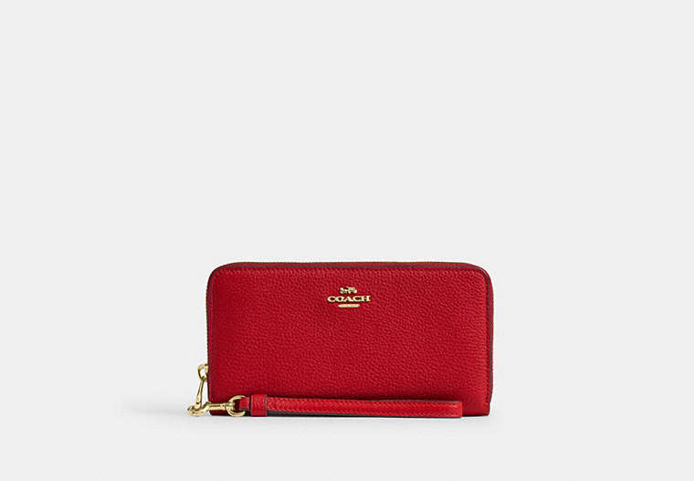 Long Zip Around Wallet - Gold/Bright Cardinal