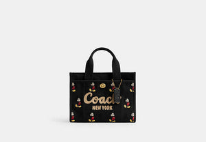 Disney X Coach Cargo Tote Bag 26 With Mickey Mouse In Regenerative Cotton Canvas - Brass/Black Multi