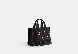 Disney X Coach Cargo Tote Bag 26 With Mickey Mouse In Regenerative Cotton Canvas - Brass/Black Multi
