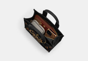 Disney X Coach Cargo Tote Bag 26 With Mickey Mouse In Regenerative Cotton Canvas - Brass/Black Multi