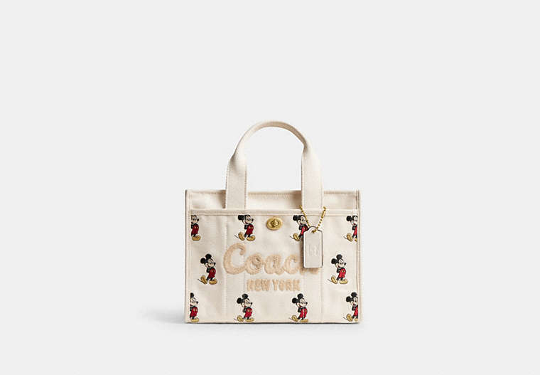 Disney X Coach Cargo Tote Bag 26 With Mickey Mouse In Regenerative Cotton Canvas - Brass/Ivory Multi
