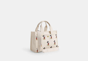 Disney X Coach Cargo Tote Bag 26 With Mickey Mouse In Regenerative Cotton Canvas - Brass/Ivory Multi