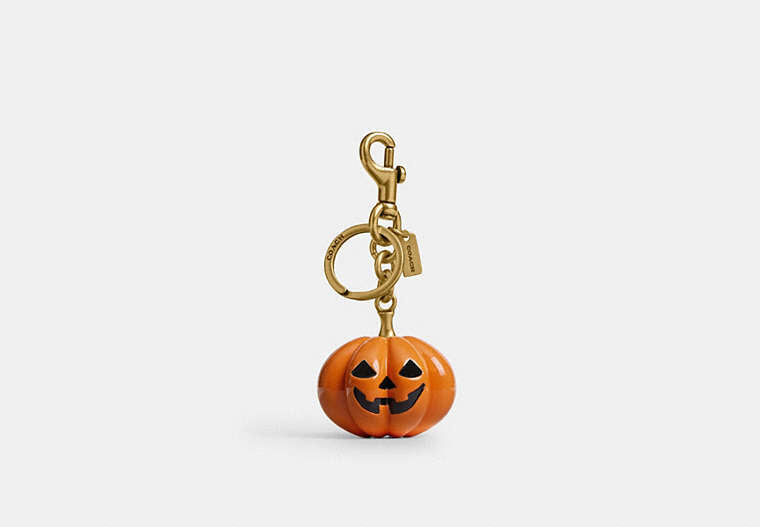 Pumpkin Bag Charm - Brass/Orange