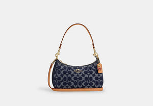 Teri Shoulder Bag In Signature Denim - Gold/Den Gold/Natural