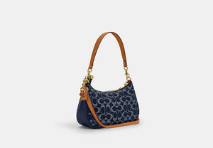 Teri Shoulder Bag In Signature Denim - Gold/Den Gold/Natural