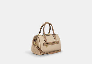 Rowan Satchel Bag In Colorblock - Gold/Dark Natural Multi