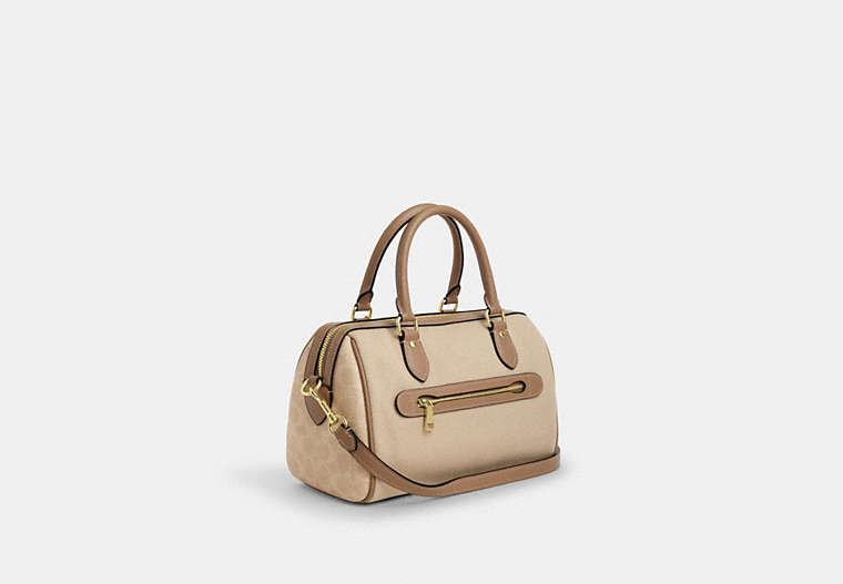 Rowan Satchel Bag In Colorblock - Gold/Dark Natural Multi